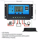 20A Solar Charge Controller - LCD Display - 2 USB