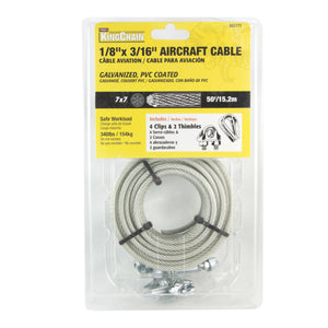 KingChain Aircraft Cable 1/8in X 3/16in 7in X 7in 50 ft
