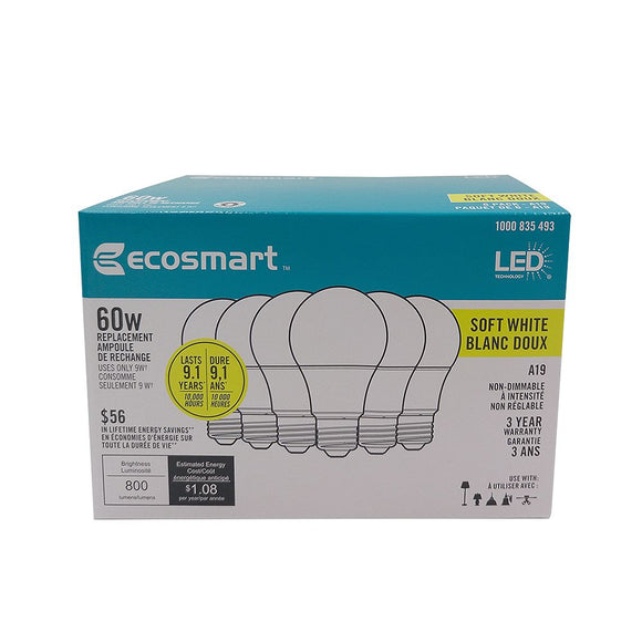 Box of New Ecosmart LED Bulbs 9W -> 60W equivalent